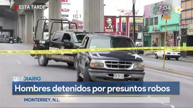 Telediario noticia Autoridades detienen en la calle Aztlán a dos tripulantes de una camioneta por presuntamente haber participado en diversos robos