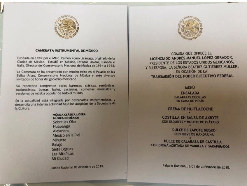 Huitlacoche, esquites y zapote... la comida a invitados de AMLO