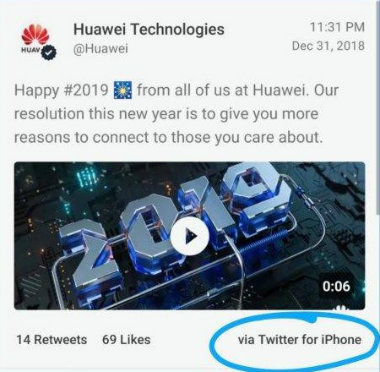 Huawei castiga a empleados que tuitearon desde iPhone