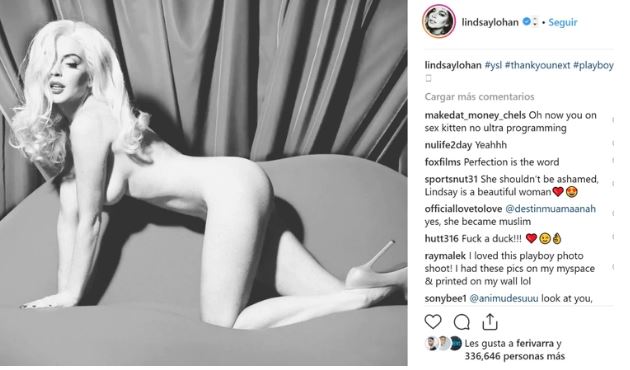 Lindsay Lohan comparte foto de su sesión para Playboy