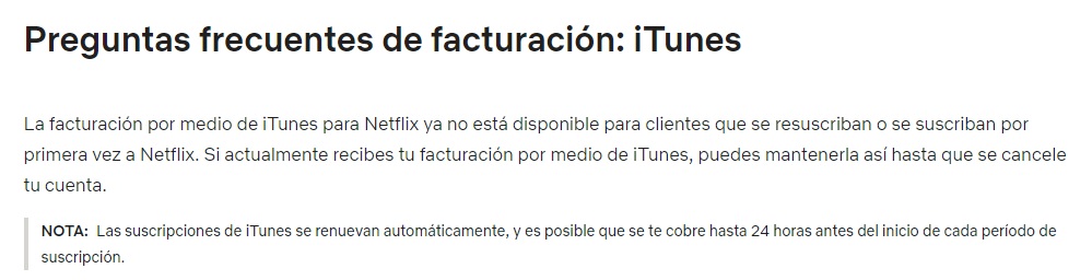 Ya no podrás suscribirte o pagar Netflix desde iTunes