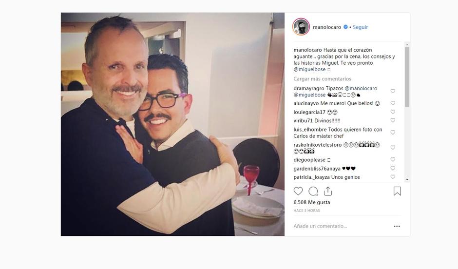Reaparece Miguel Bosé junto a Manolo Caro