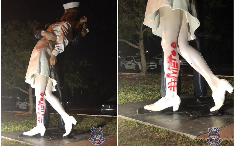 #MeToo: La estatua de un marinero besando a una enfermera es vandalizada