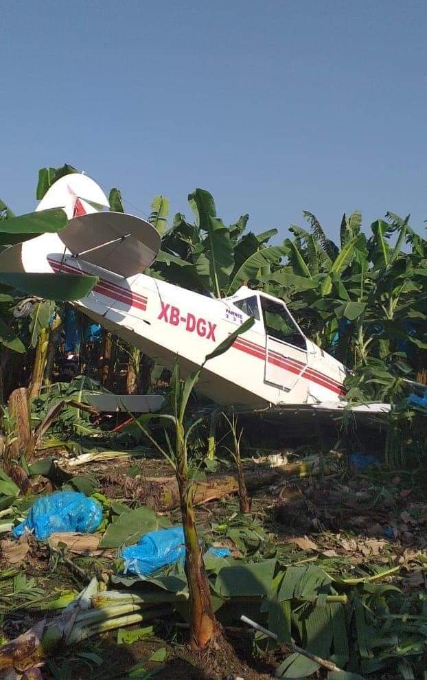 Avioneta se desploma en plantíos de Chiapas