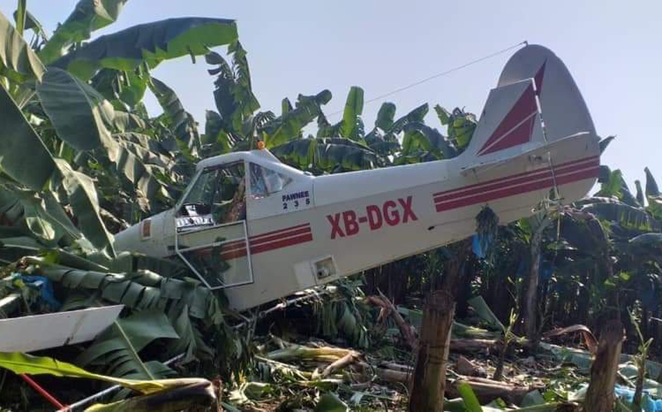 Avioneta se desploma en plantíos de Chiapas