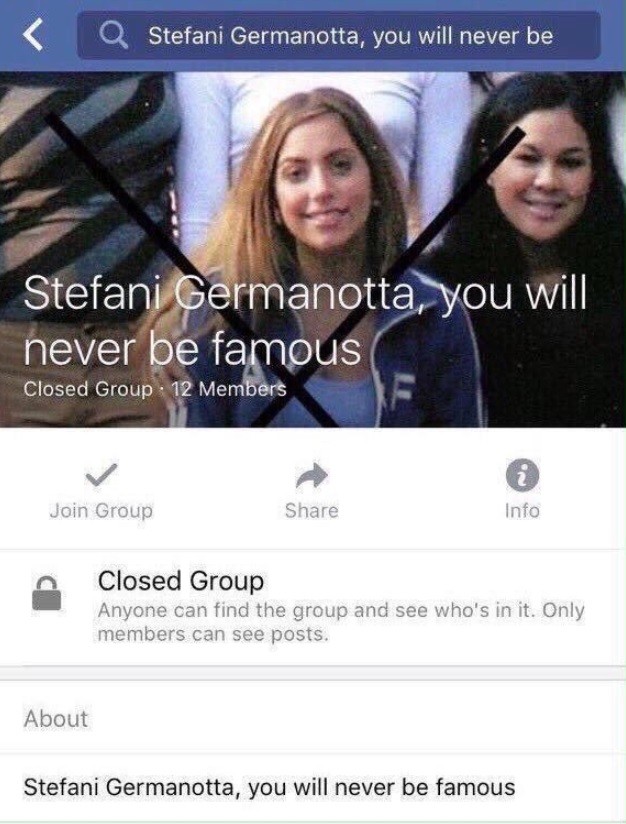 ¿Lo sabìas? ¡Lady Gaga era acosada por un grupo de compañeros en Facebook!