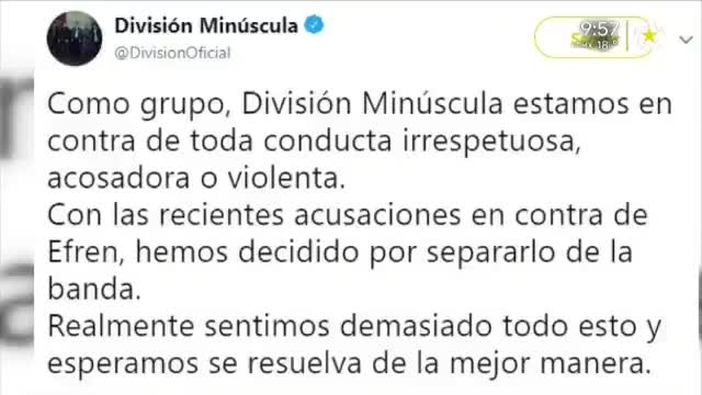 Telediario noticia Efrén publicó en su cuenta de Twitter que buscará ayuda psicológica, además que las mujeres merecen respeto.