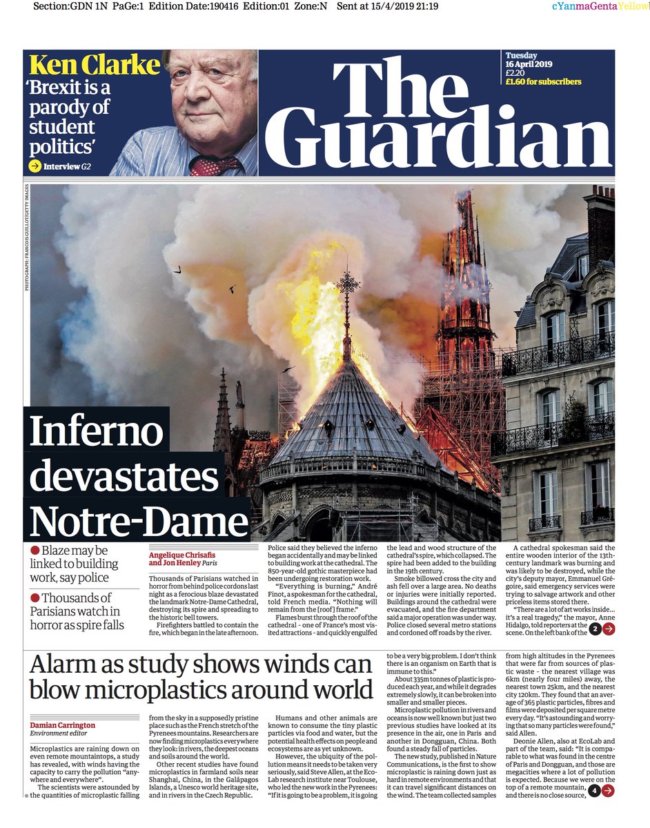 Así retrataron los periódicos de Europa el incendio de Notre Dame