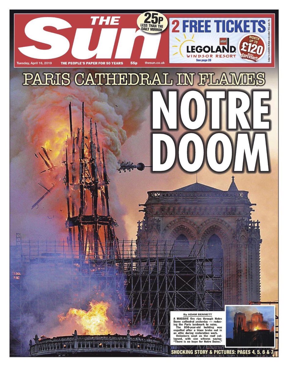 Así retrataron los periódicos de Europa el incendio de Notre Dame