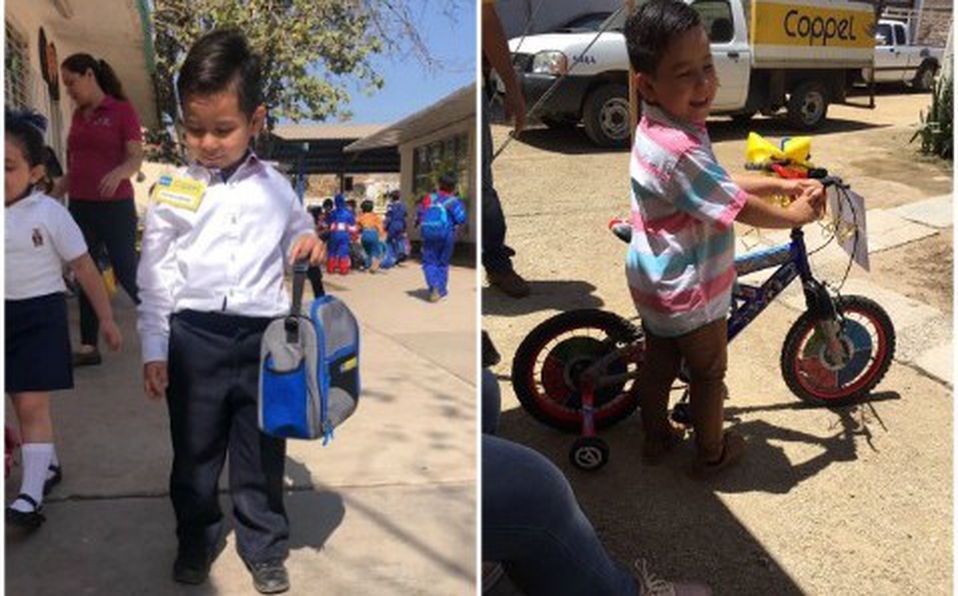 Niño se disfraza de gerente de Coppel; le regalan bicicleta