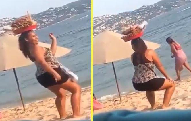 Vendedora de pescadillas hace 'twerk' en la playa y se vuelve viral [VIDEO]