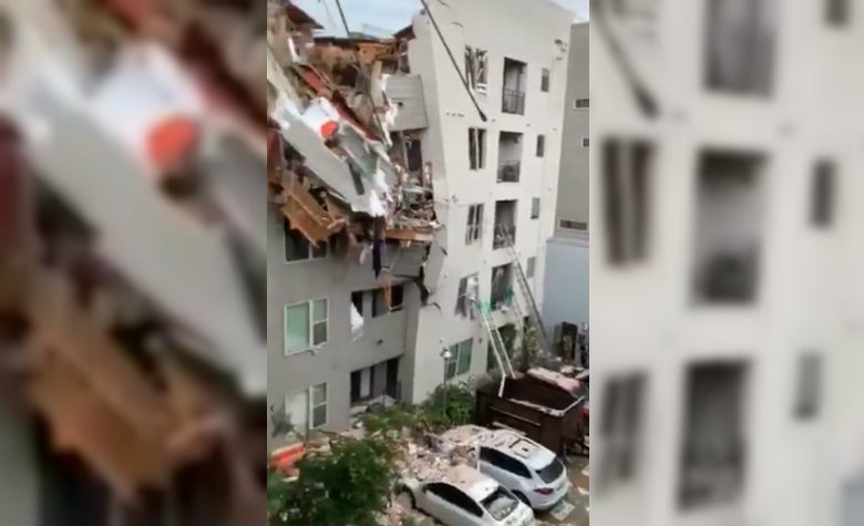 Grúa cae sobre departamentos: lo destrozó todo [VIDEO]