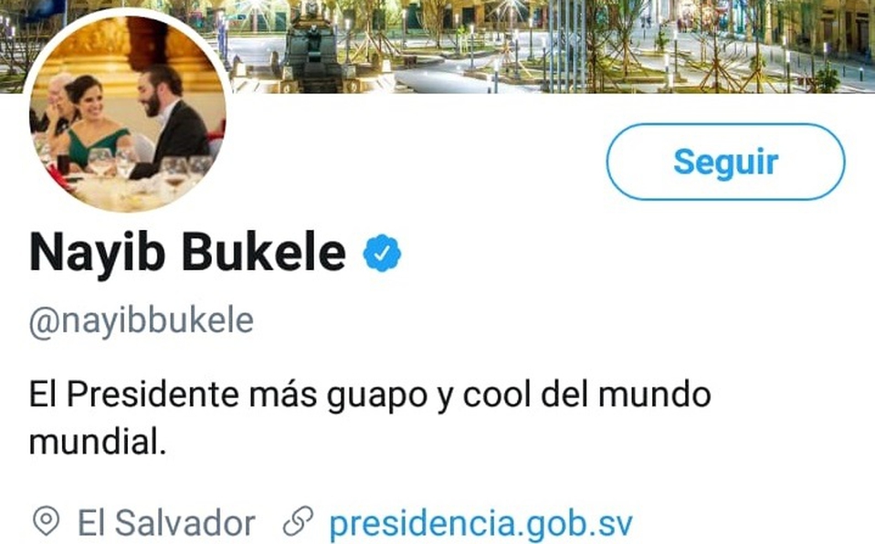 Bukele es 'el presidente más guapo y cool del mundo' según perfil de Twitter