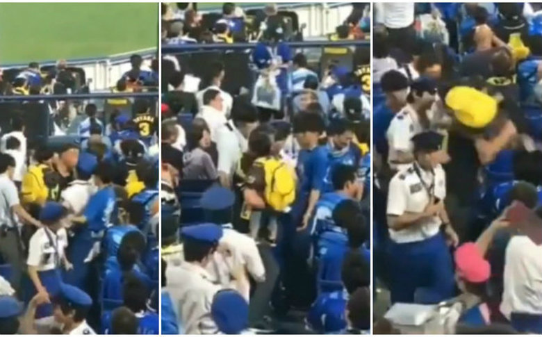 Hombre utiliza a su hijo para golpear a un aficionado de beisbol en Japón