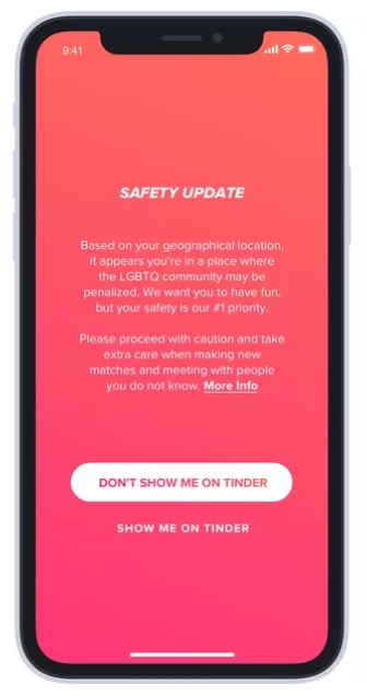 Tinder avisará si estás en un país donde es ilegal ser de la comunidad LGBTI