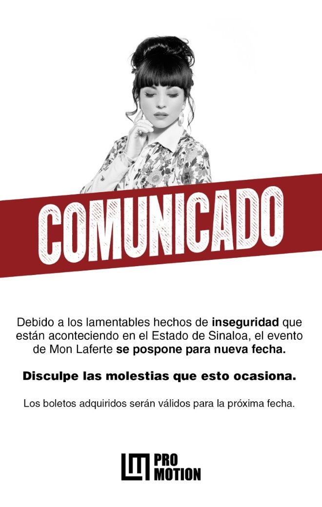 Ante violencia en Sinaloa, posponen concierto de Mon Laferte en Los Mochis