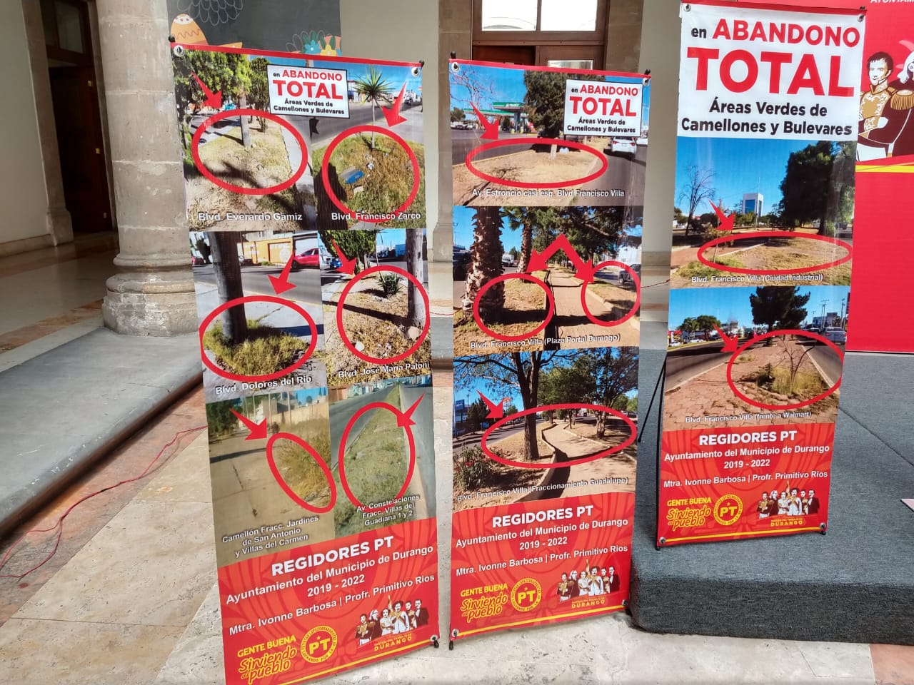 Regidores del PT denuncian descuido de áreas verdes de Durango