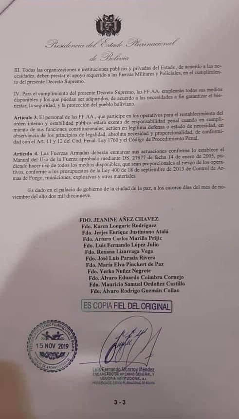 Policías de Bolivia podrán usar "todos los medios disponibles" en operativos