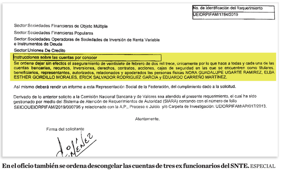 Ordenan liberar cuentas bancarias de Elba Esther Gordillo