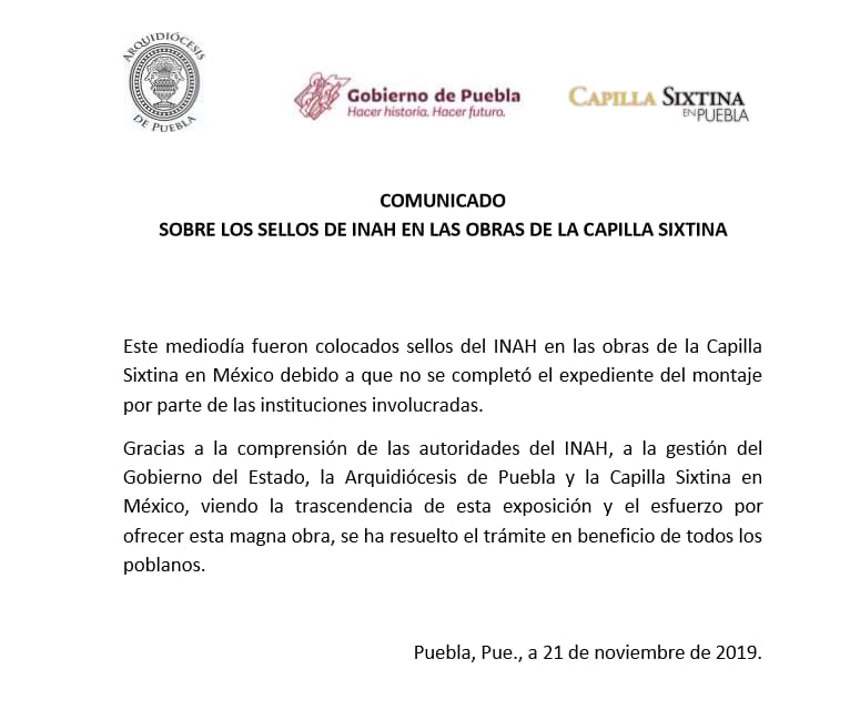Reactivan instalación de réplica de la Capilla Sixtina en Puebla