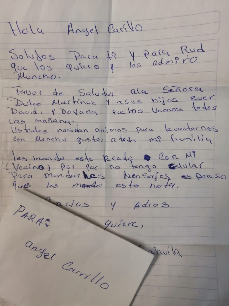 “Les mando este recado porque no tengo celular”; carta conmueve a Ángel Carrillo en vivo (VIDEO)