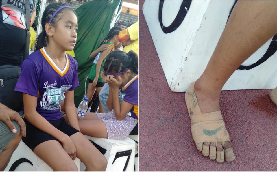 Niña dibuja tenis Nike en sus pies para correr; gana tres medallas de oro