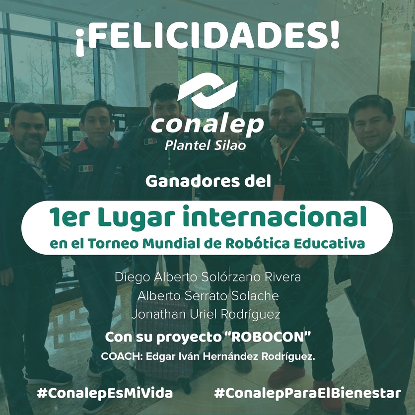 Estudiantes del Conalep ganan torneo mundial de robótica en China