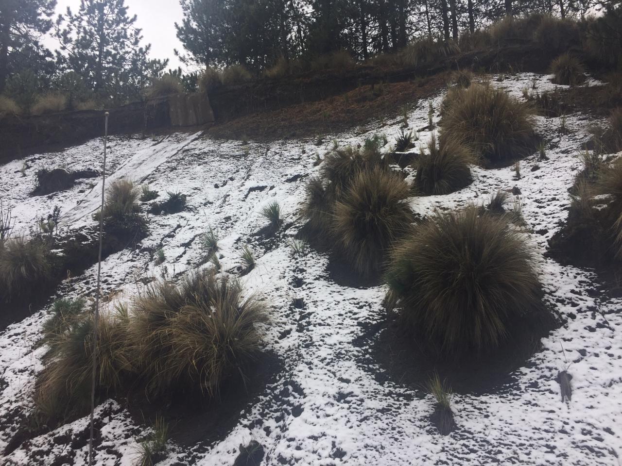 Registran caída de aguanieve en Nevado de Colima