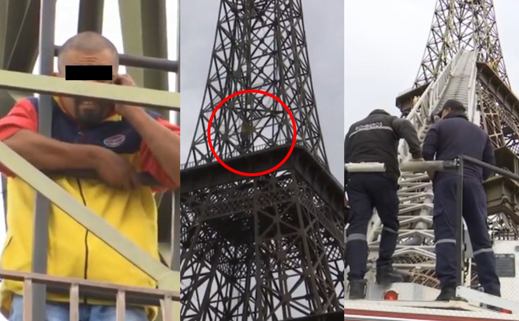 Lagunero intenta lanzarse de la Torre Eiffel de Gómez Palacio (VIDEO)