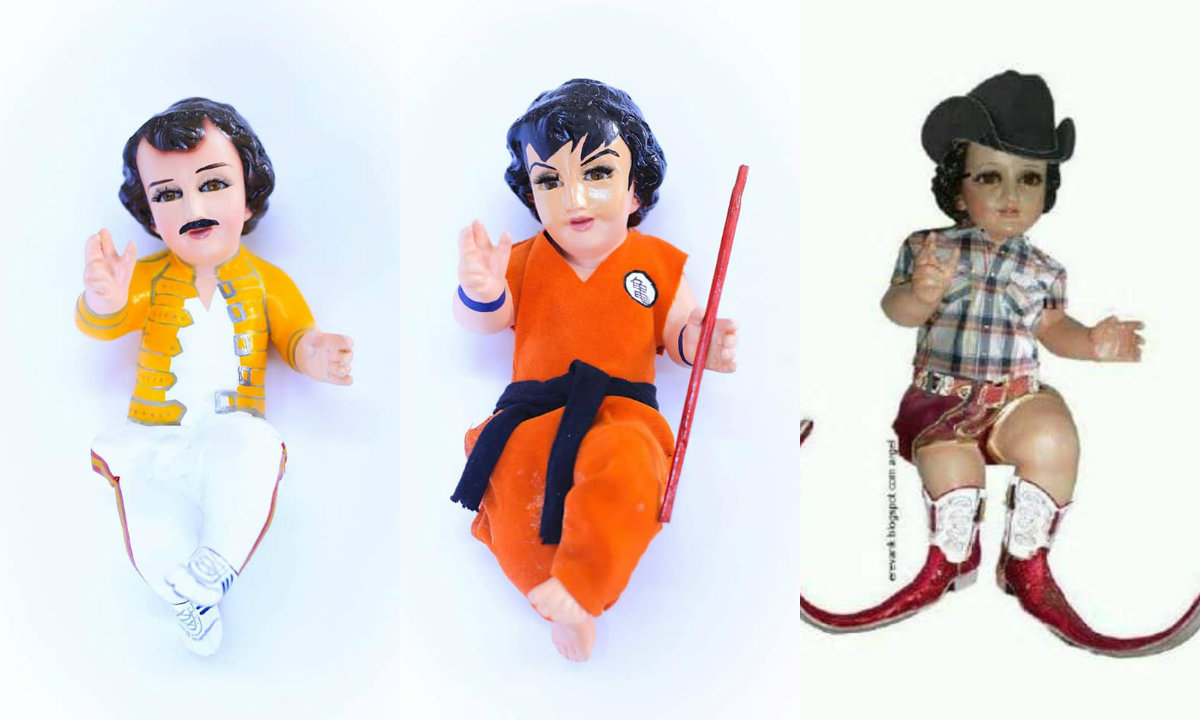 Venden 'Niños Dios' caracterizados como personajes de cómics y películas