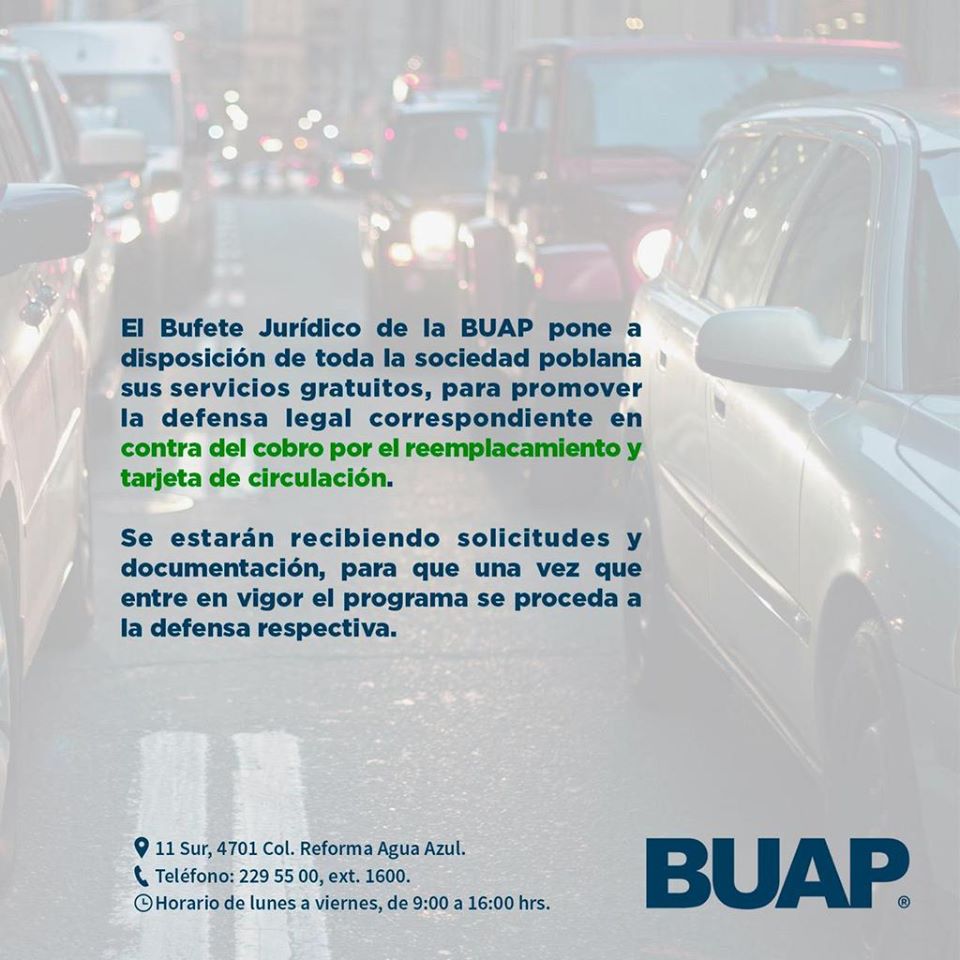 BUAP asesorará a poblanos sobre el reemplacamiento vehicular