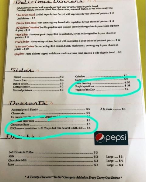 Restaurante cobra por cada 'pregunta estúpida' que hagan sus clientes [FOTOS]