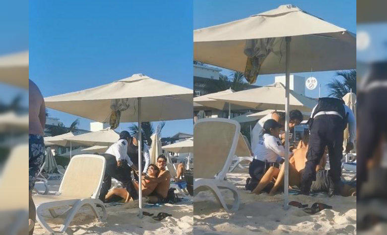 Policías detienen a pareja por no rentar camastros en Playa de México [VIDEOS]