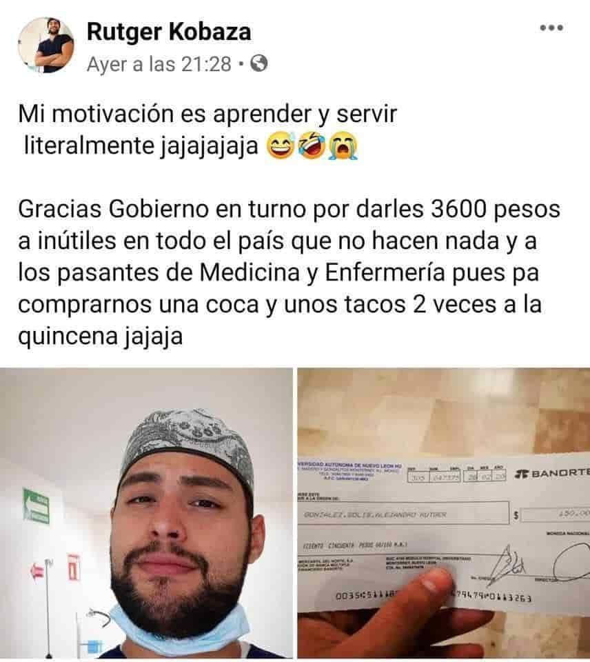 Pasante de medicina se queja por $150 pesos de pago y cuestiona becas para 'ninis' [FOTOS]