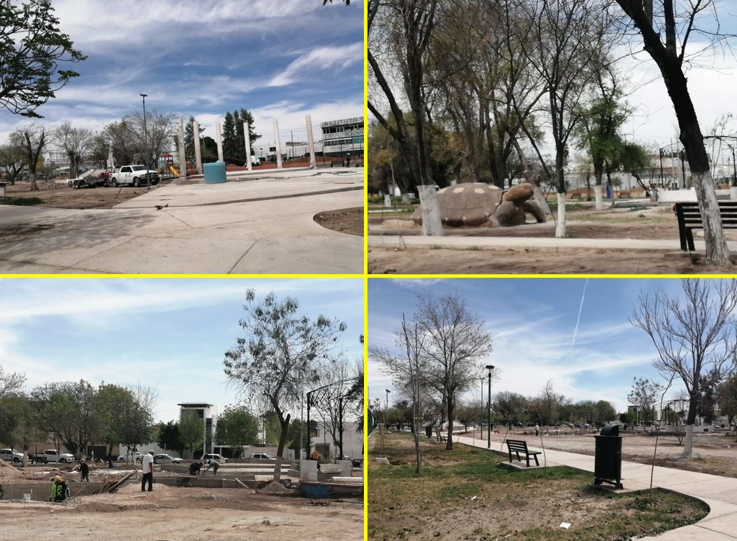 Remodelación de la Plaza de la Tortuga de Torreón avanza un 60 por