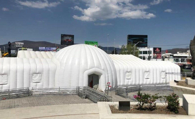 Pachuca instala Hospital inflable para atender casos de coronavirus (covid-19)