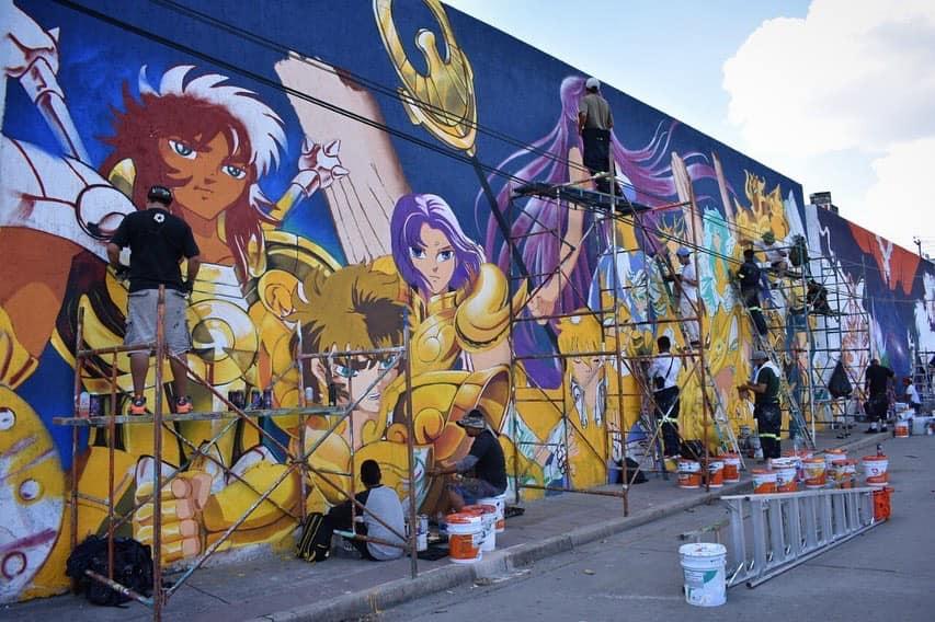 Telediario Media Pintan mural de 'Los Caballeros del Zodiaco' Telediario Media Pintan mural de 'Los Caballeros del Zodiaco'