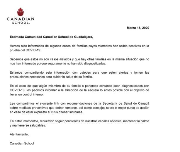 Colegios privados de GDL informan de casos de covid-19 en su comunidad