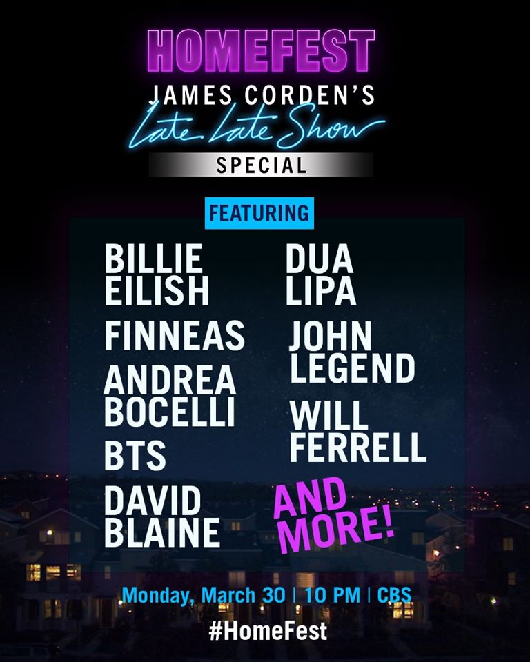 James Corden ofrecerá un Home Fest