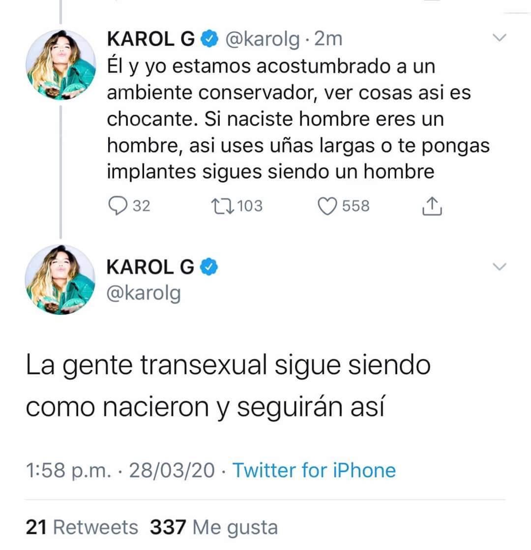 Si naciste hombre eres un hombre, así uses uñas largas o te pongas implantes: Karol G