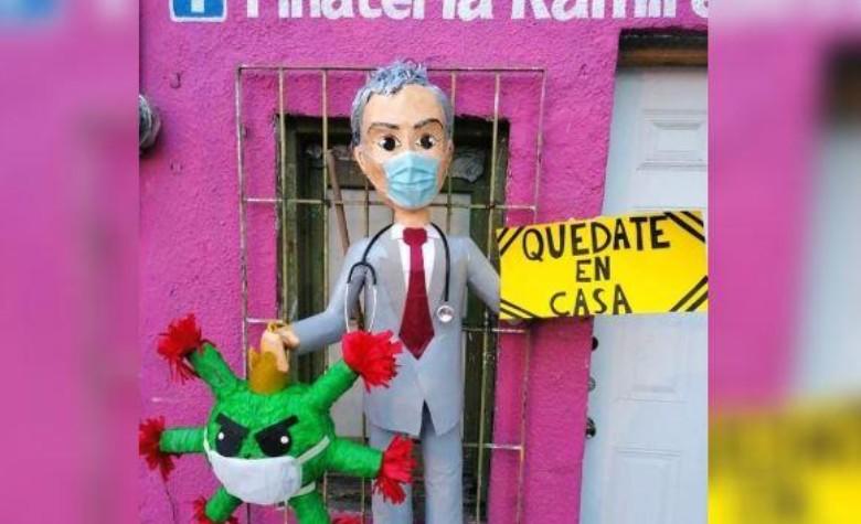 Telediario Media Crean piñata de Hugo López-Gattell [FOTOS]