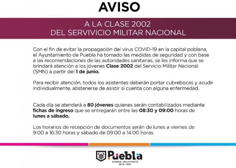 Se pospone el proceso de Servicio Militar por COVID-19