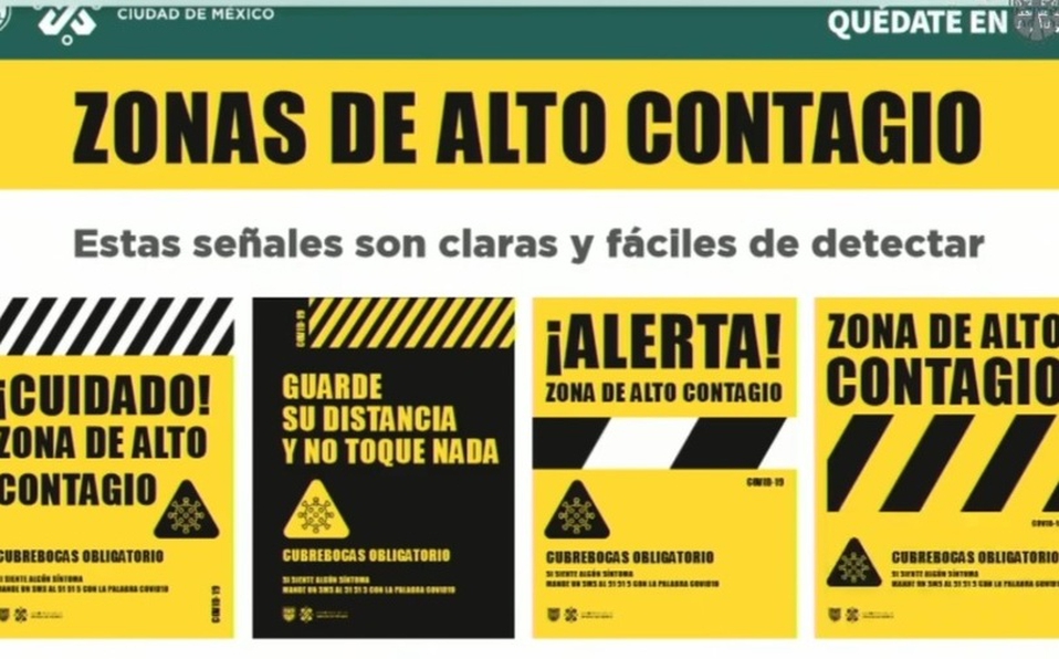 Usarán carteles para alertar de zonas con alto riesgo de contagio de COVID-19