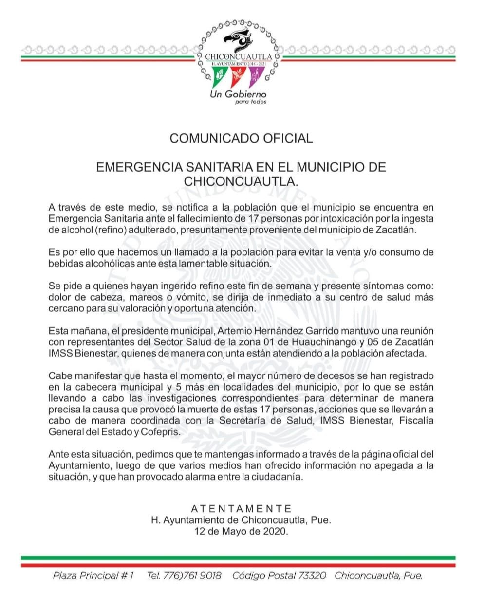 Muerte masiva en Chiconcuautla... 17 personas bebieron alcohol adulterado en un velorio