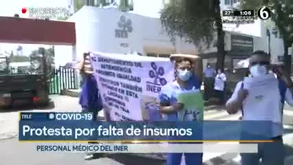 MX.- Personal médico protesta al exterior del INER por falta de insumos 