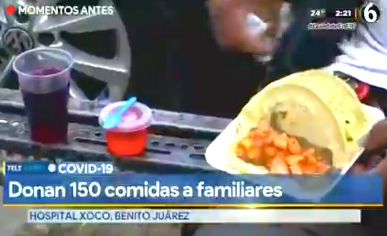 Reparten comida gratis a familiares de pacientes COVID-19 en Hospital de Xoco [VIDEO]