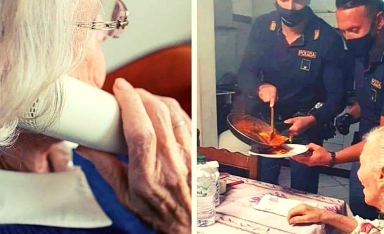 Abuelita se queda sola y llama a la policía: ellos la visitan y le preparan de comer [FOTOS]