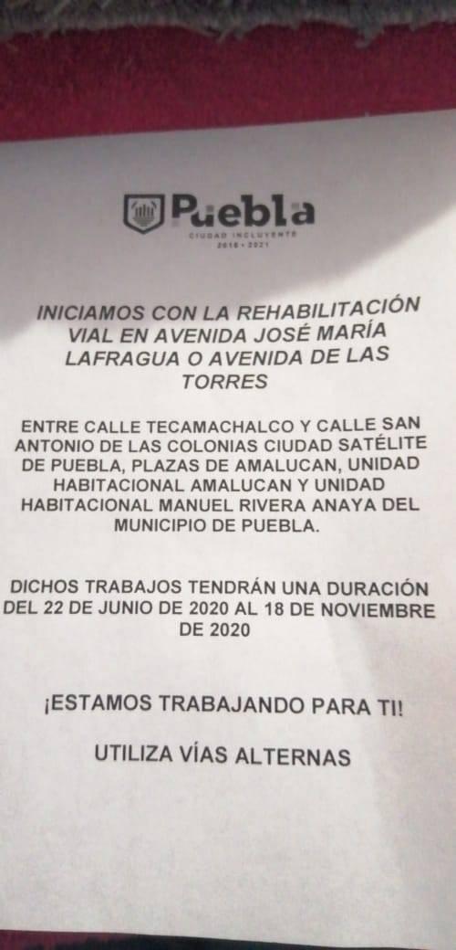 Cierres viales en Amalucan y Rivera Anaya... Remodelarán las vialidades