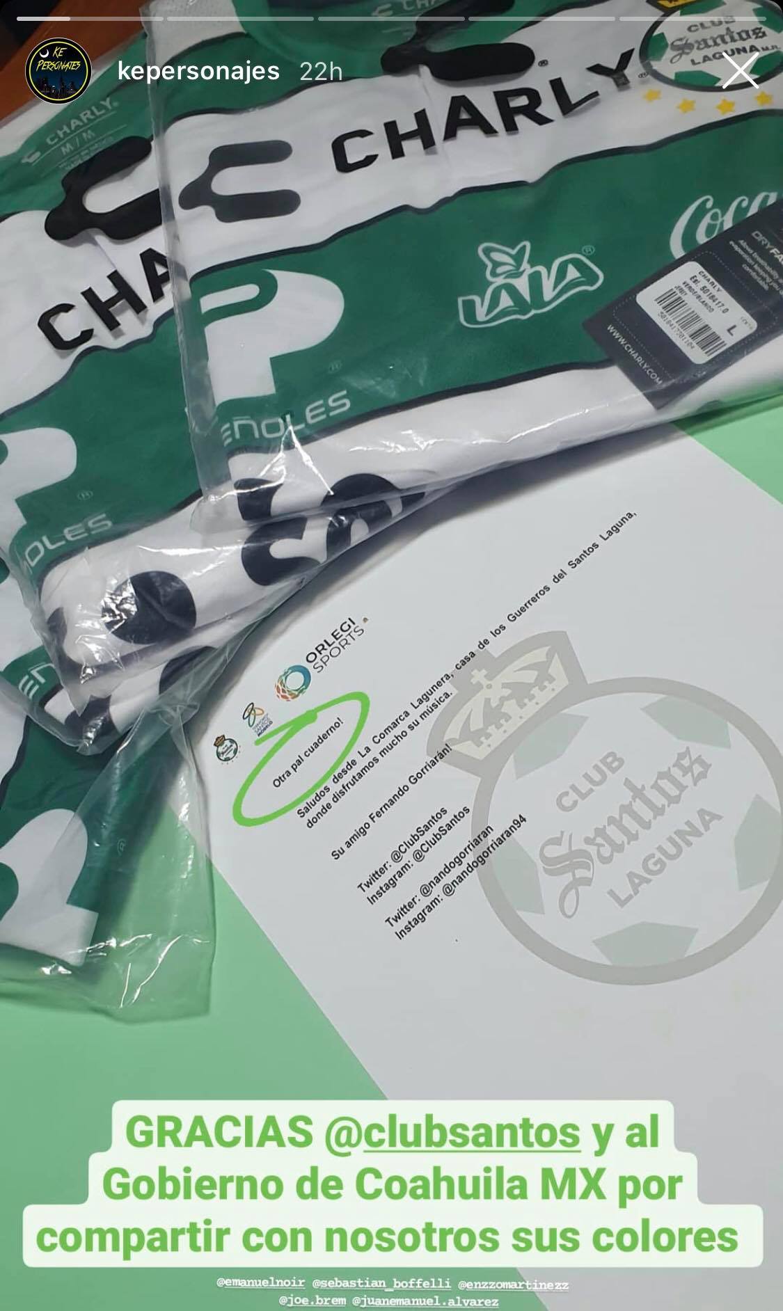 Banda argentina recibe regalo de Santos Laguna [FOTO]