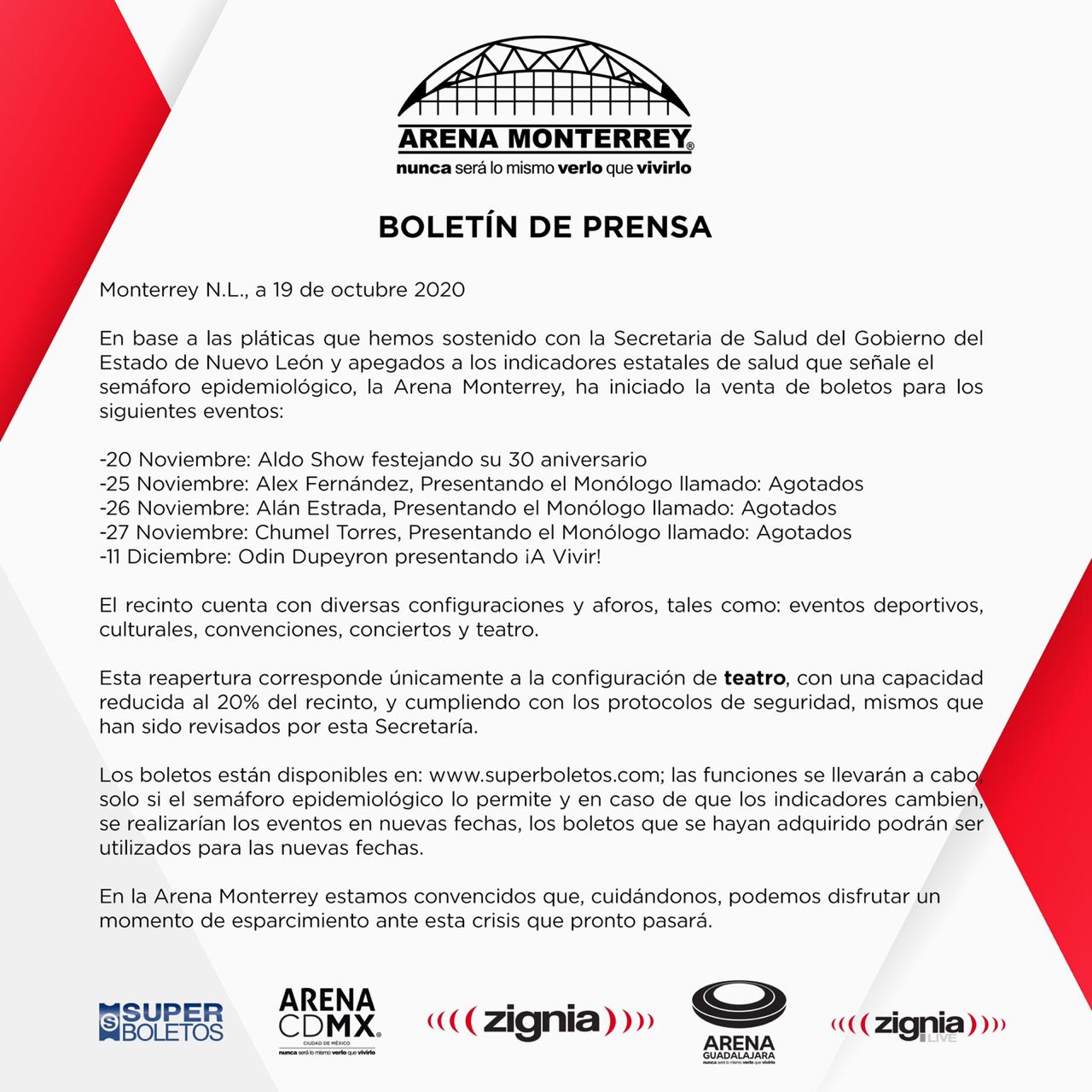 Sí abrirá la Arena Monterrey... aunque solo en formato teatro